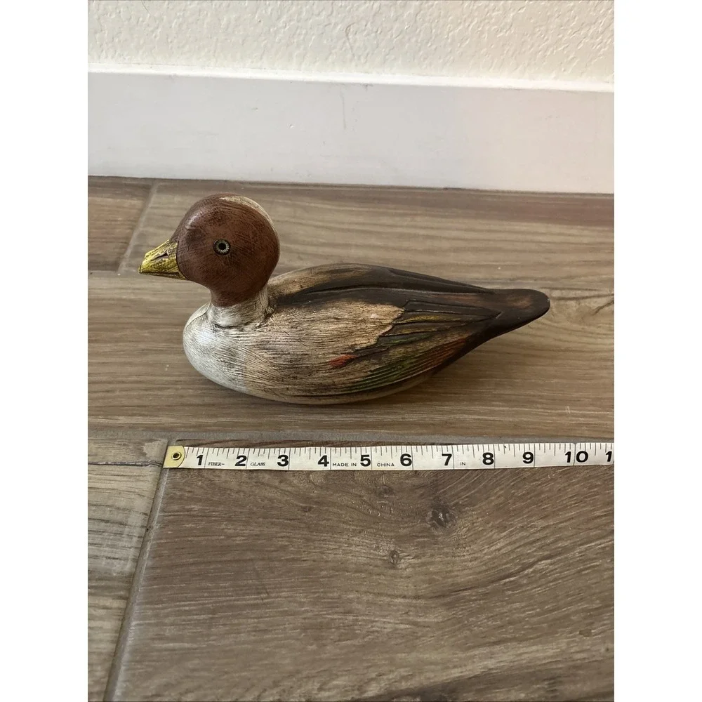 Vintage Resin Red Green-winged Teal Duck Figurine 10